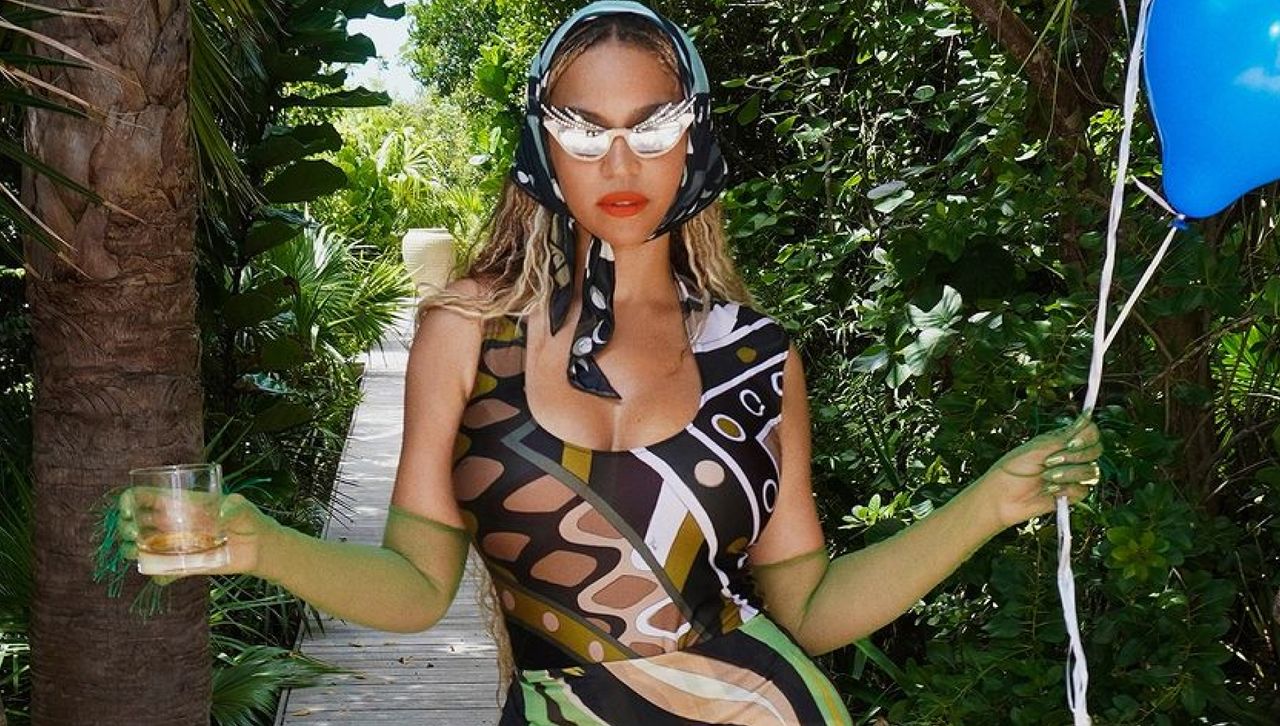 Beyonce on instagram wearing a pucci set for her 43rd birthday