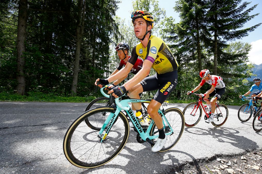 Sepp Kuss in the breakaway during stage 8 at Dauphine