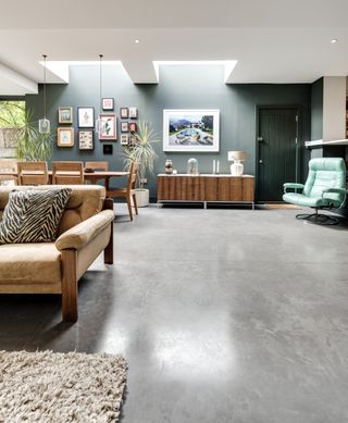 Polished concrete floor in contemporary house