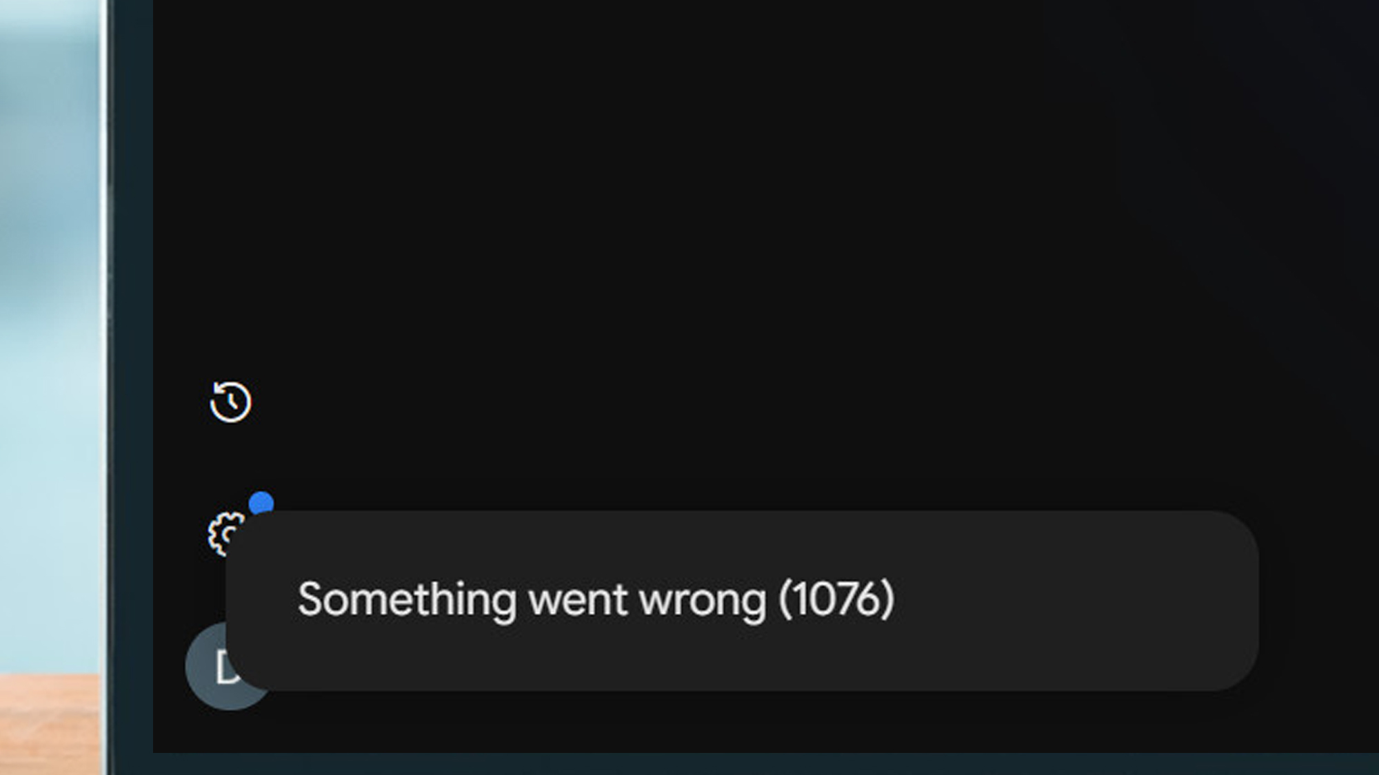 A laptop screen showing a Google Gemini error message