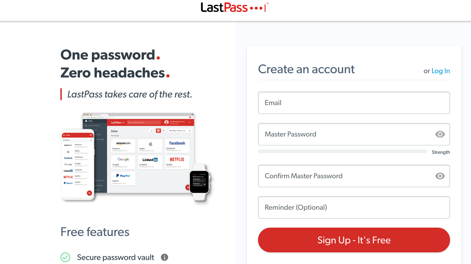 LastPass software screen grab