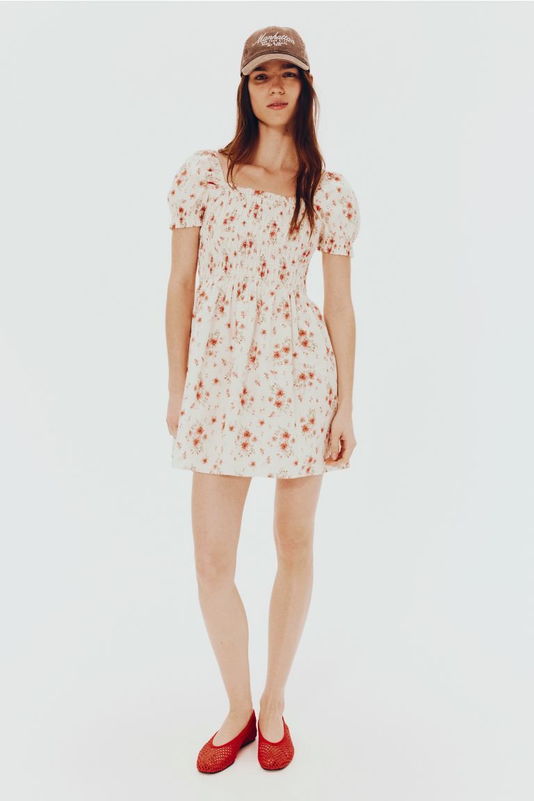 Smocked Poplin Dress