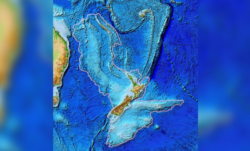 topographic map of Zealandia.