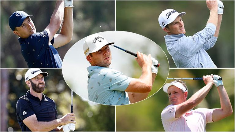 Five golfers pictured in a montage