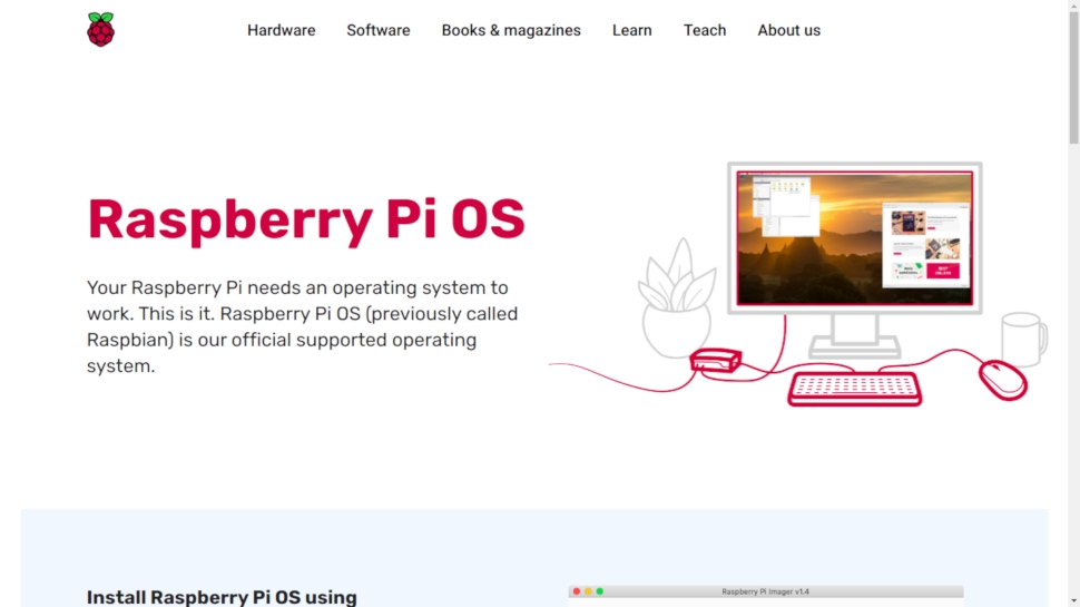 screenshot of the raspberry pi os website