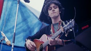 Scottish singer and musician Donovan performs live on stage at the Seventh National Jazz and Blues Festival at Windsor racecourse in Berkshire on 13th August 1967.