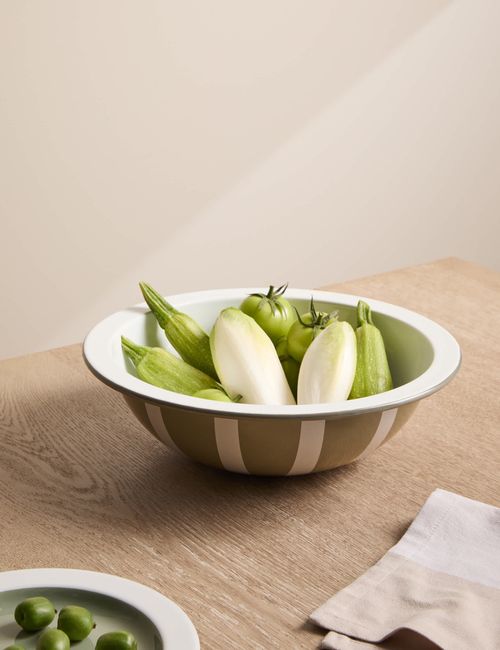 Enamel Striped Serving Bowl