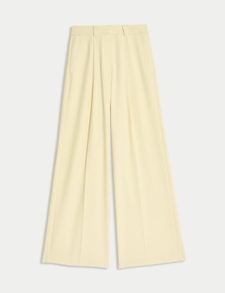 Woven Pleat Front Wide Leg Trousers