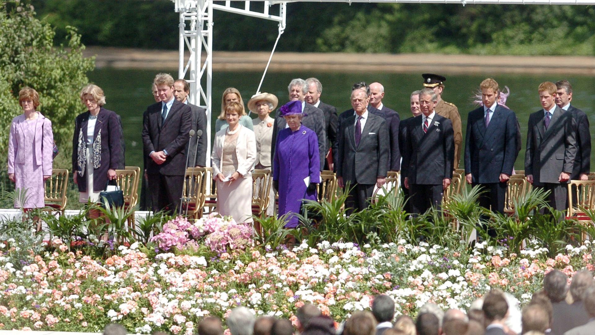 Members of the Royal Family open the Princess Diana memorial in 2004