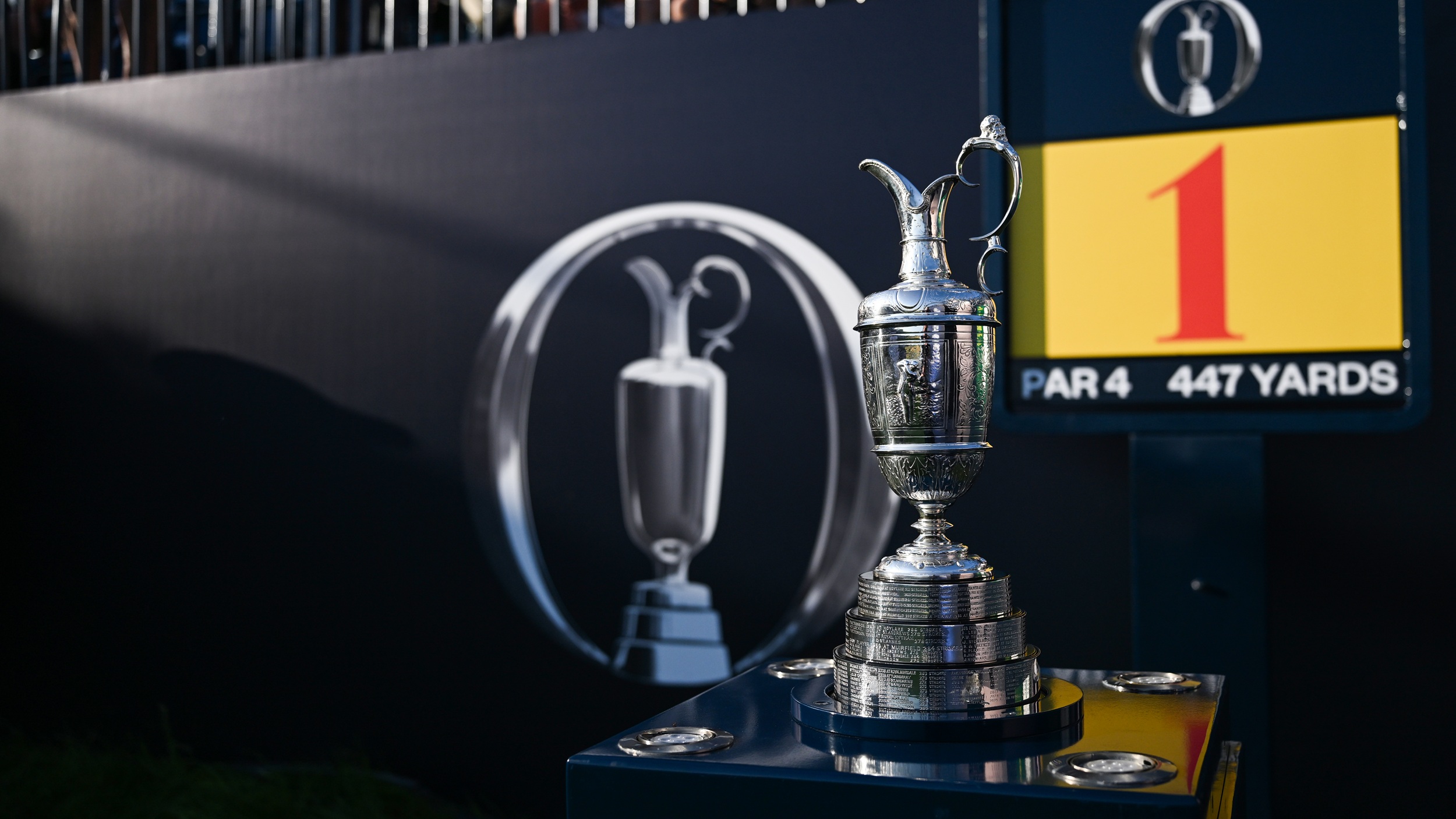 The Claret Jug sat by the first tee at Royal Birkdale ahead of the 154th Open Championship