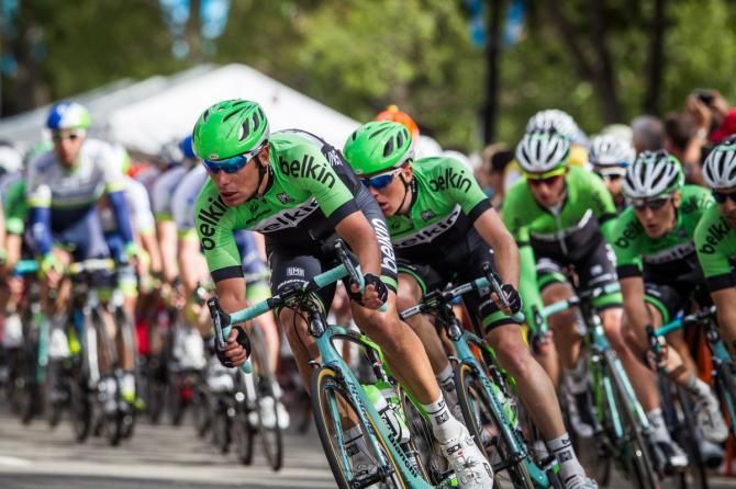 Belkin works to chase down the break in the final laps