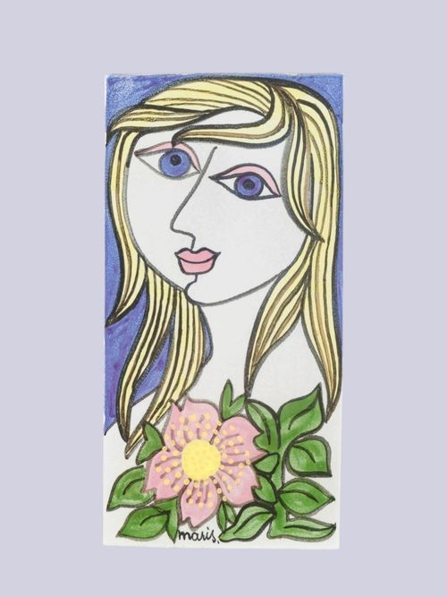 Mari Simmulson For Upsala Ekeby. Ceramic Wall Plaque With Female Portrait. 1960s