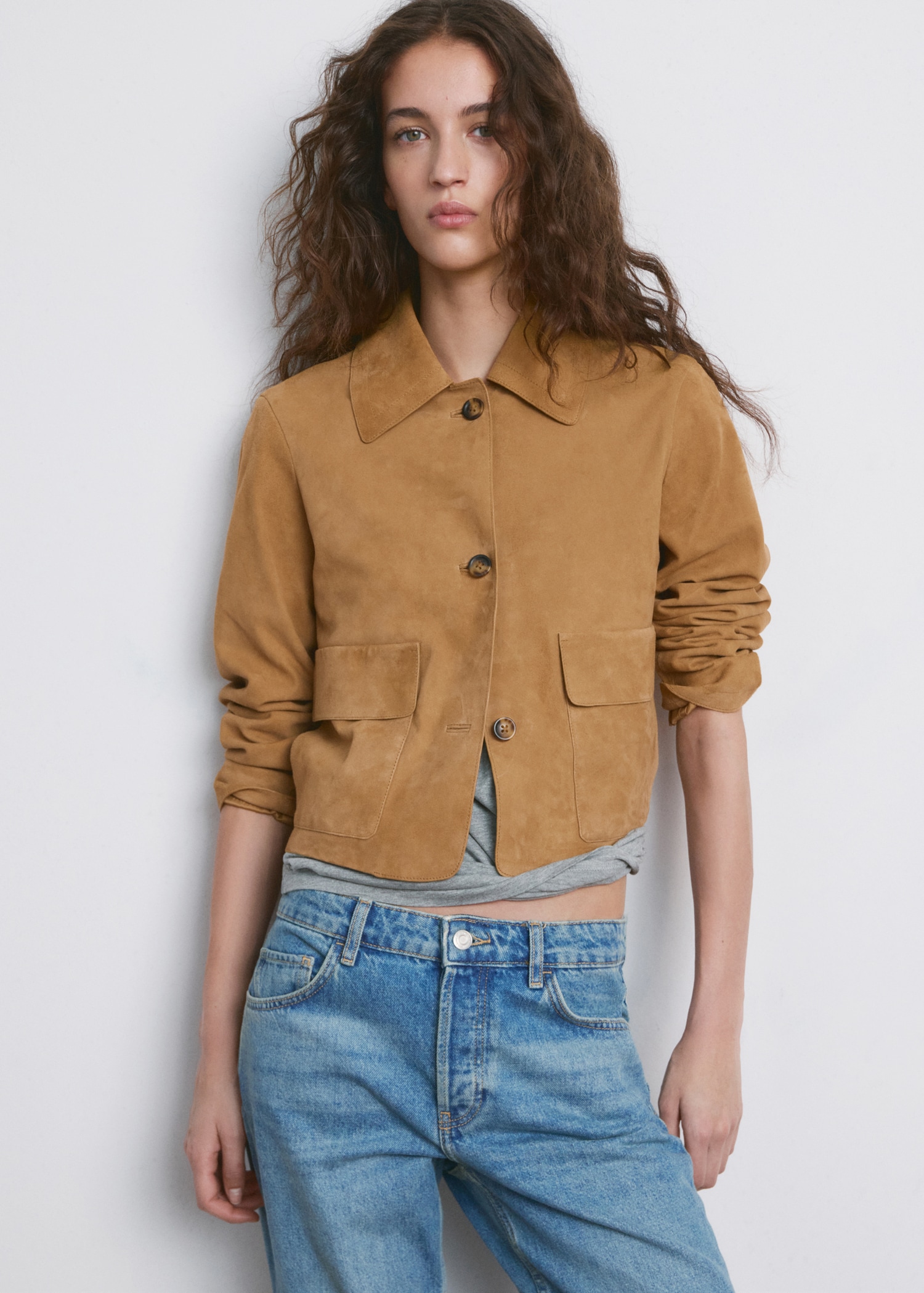 Chest-Pocket Suede Jacket - Women | Mango United Kingdom
