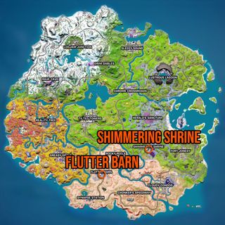 Fortnite flutter barn and shimmering shrine map locations