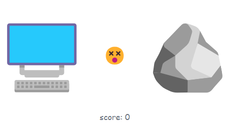 An emoji of a PC, an emoji of a dead face, and an emoji of a rock.