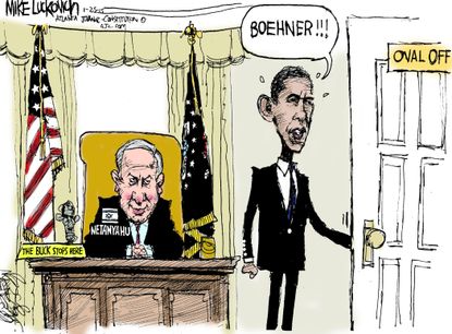 Obama cartoon World Netanyahu Boehner