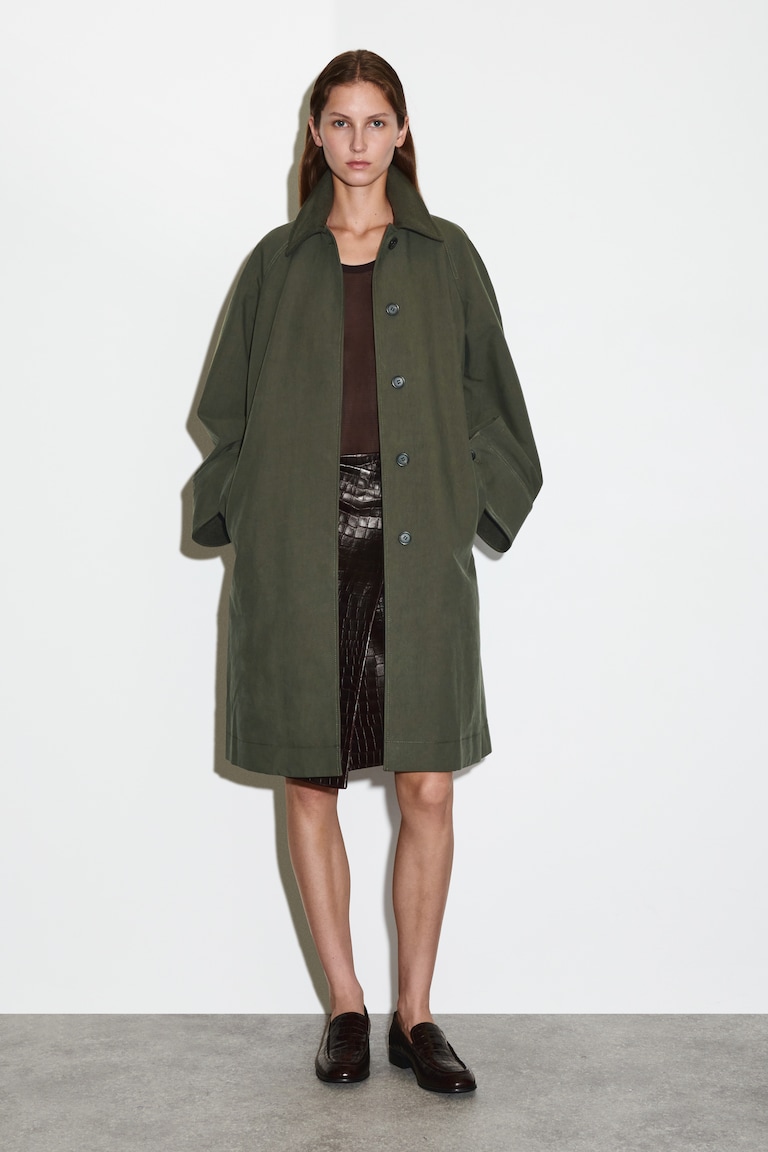 Wool-Trimmed Long Car Coat