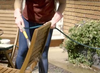 how to clean outdoor furniture - rinse