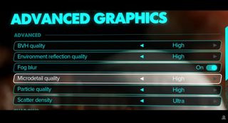 Star Wars Outlaws partial PC advanced graphics menu