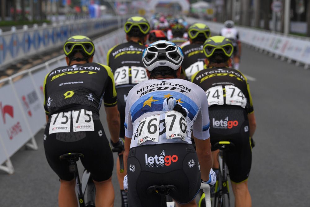 European champion Matteo Trentin follows his Mitchelton-Scott teammates