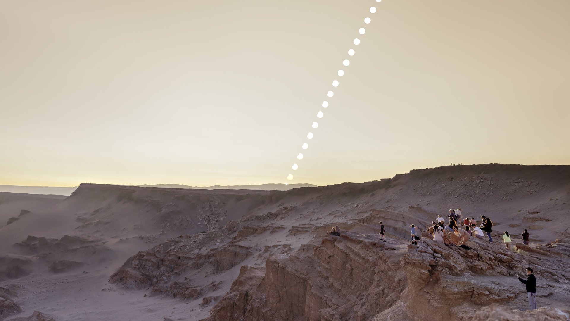 A partial solar eclipse collage in Chile of the April 30, 2022 solar eclipse.