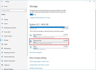 Windows 10 Storage temporary files