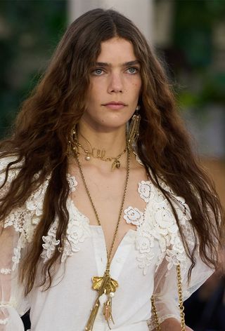 Model with long hair at Chloe SS25 show