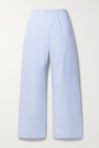 Yoshi Pinstriped Cotton-Poplin Wide-Leg Pants