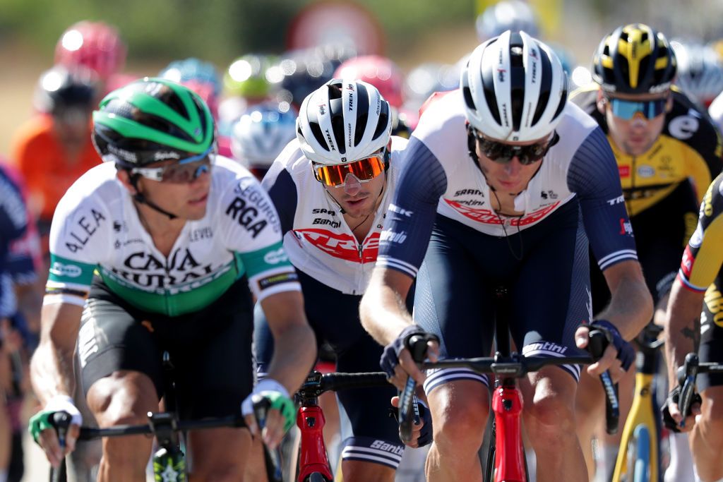 MOLINA DE ARAGON SPAIN AUGUST 17 Giulio Ciccone of Italy and Team Trek Segafredo competes during the 76th Tour of Spain 2021 Stage 4 a 1639km stage from El Burgo de Osma to Molina de Aragn 1134m lavuelta LaVuelta21 on August 17 2021 in Molina de Aragn Spain Photo by Gonzalo Arroyo MorenoGetty Images