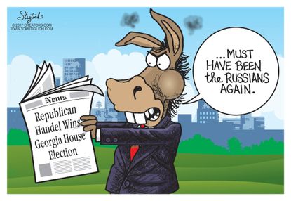 Political cartoon U.S. Democrats Georgia election Handel Russia ties