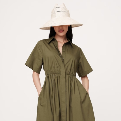 Banana Republic Cotton Poplin Open-Back Shirt Dress