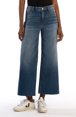 Meg High Waist Raw Hem Ankle Wide Leg Jeans