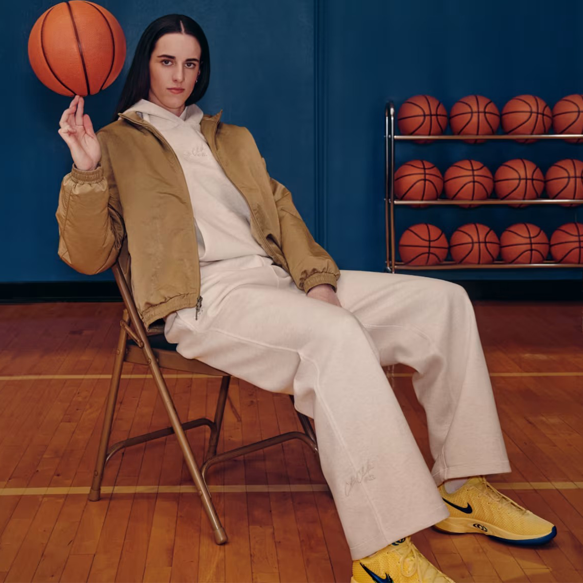 Caitlin Clark in a campaign image for her new Nike Caitlin 1s.