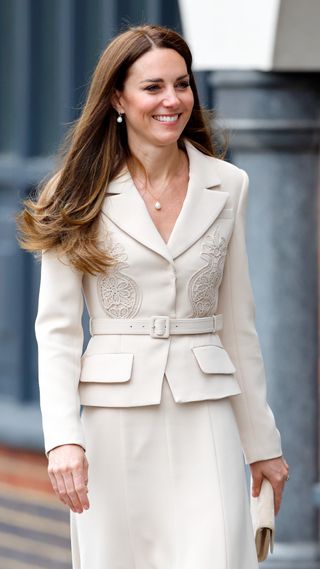 Kate Middleton wearing a pearl necklace, one of the 32 royal necklaces which captured our imagination