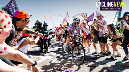 Kasia Niewiadoma climbs Mont Ventoux during the Tour de France Femmes 2026 with fans surrounding her