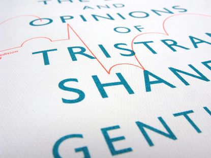 A close-up of the front cover of ’The Life and Opinions of Tristram Shandy, Gentleman’ 