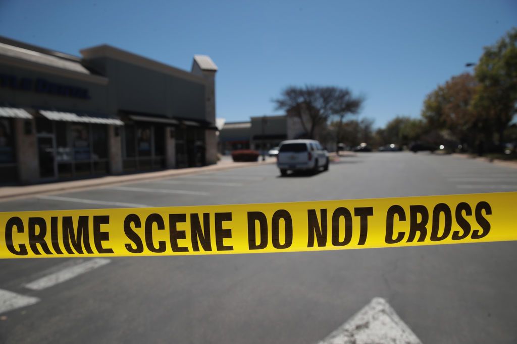 Caution tape outside a FedEx facility in Texas.