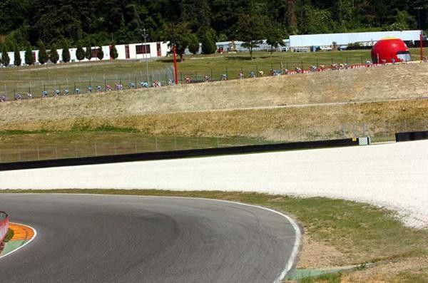 Riders enter the finishing track.