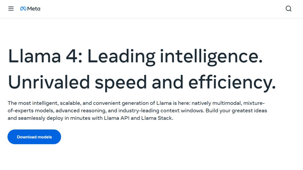 Llama website screenshot (July 2025).