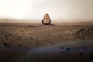 A depiction of SpaceX's Red Dragon on Mars. SpaceX's private Mars missions are slated to begin as early as 2018 and will inform the company's future architecture for Mars exploration.