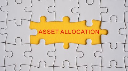 Puzzle pieces spell out the words asset allocation.