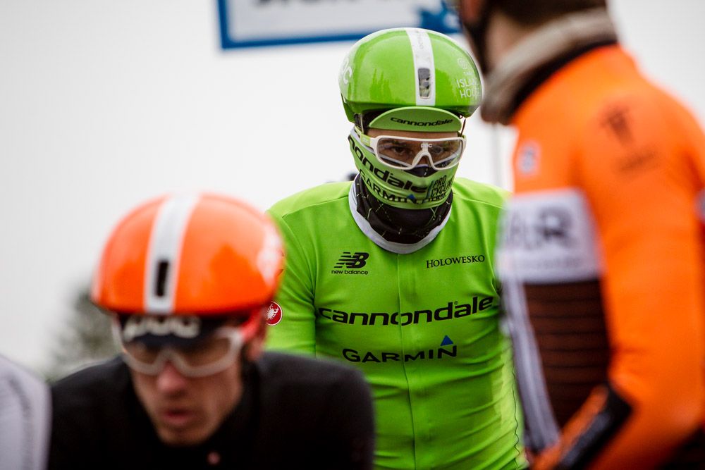 Riders bundled up as much they could at the start