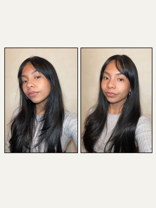 Jerrlyn before and after testing the Kent smoothing brush LC4