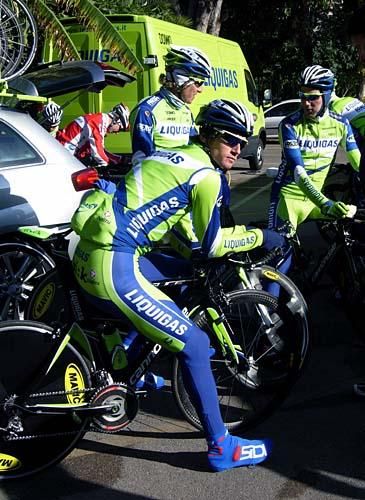 Roman Kreuziger looks his usual relaxed self before heading out on the time trial bike.
