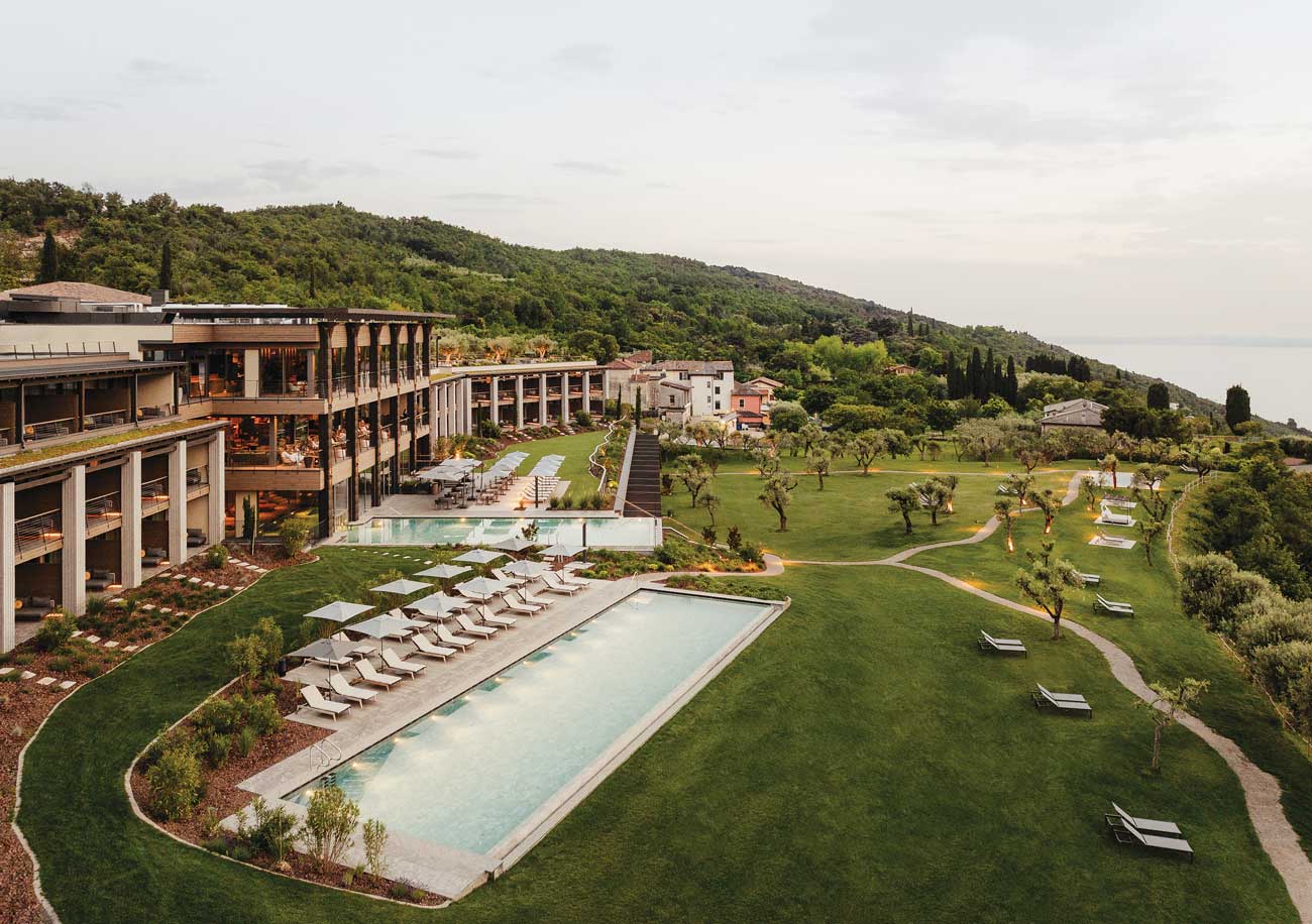 Aerial view of Cape of Senses with swimming pool