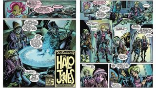 Two coloured pages of The Ballad of Halo Jones.
