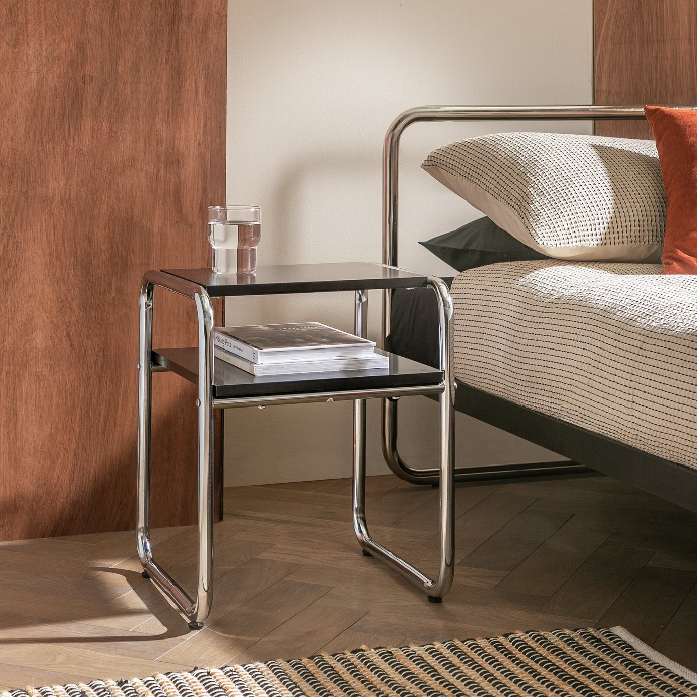 Habitat Albers Bedside Table - Black &amp;amp; Silver