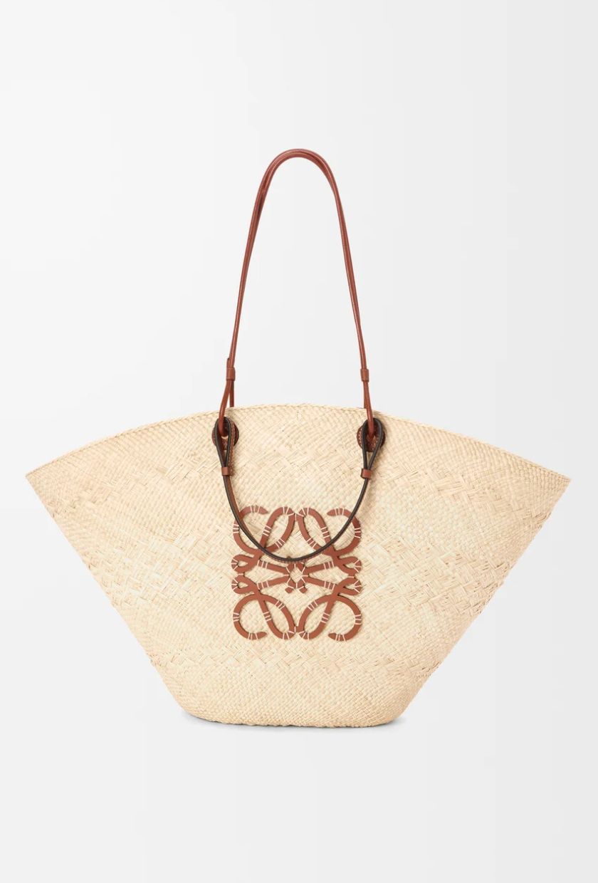 Loewe, Large Anagram Basket bag in iraca palm and calfskin