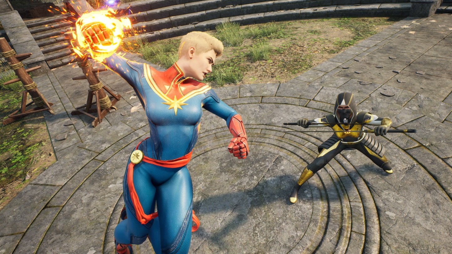 The Hunter and Captain Marvel sparring.