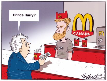 Editorial Cartoon World Prince Harry Megxit McDonalds Canada